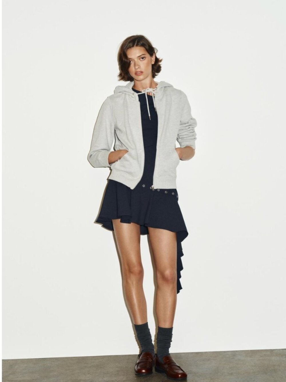 Navy Blue Asymmetric Mini Dress — Zara Twisted Strap NWT S